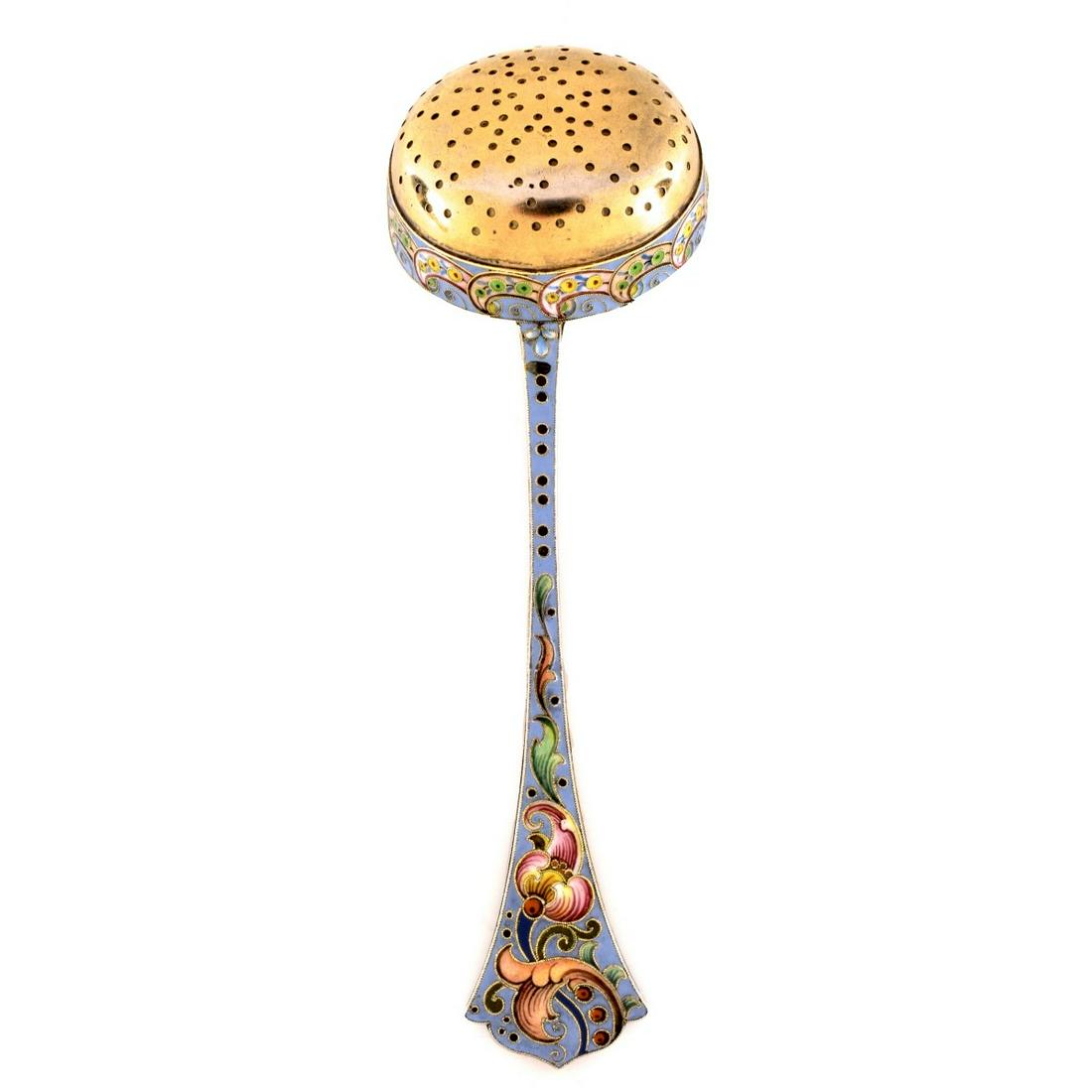 Russian Enamel Silver Tea Strainer (1 of 2)