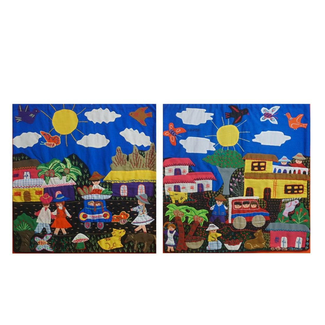 Pair of Embroidered Textiles (1 of 3)