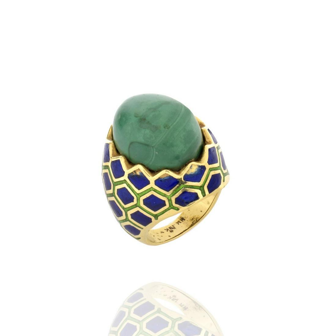 Malachite, Enamel and 18K Ring (1 of 7)