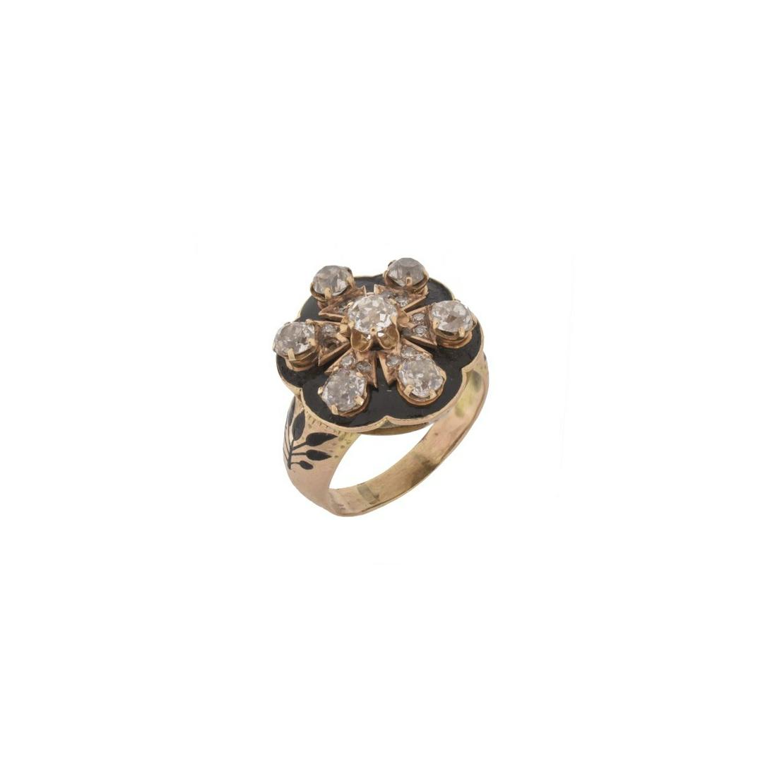 Diamond, Enamel and 14K Ring (1 of 5)