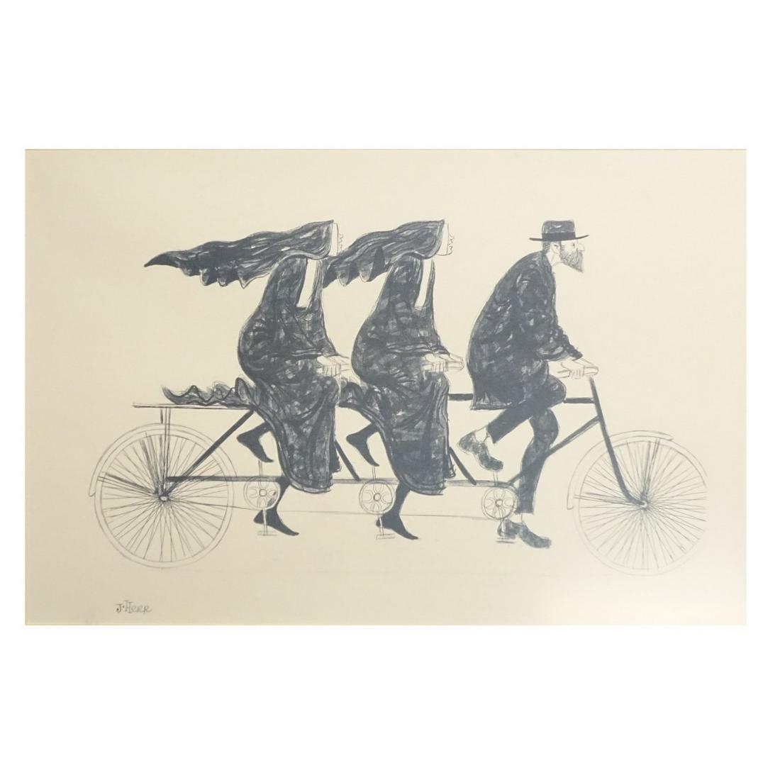 J. Herr (20th C) Bicyclists (1 of 5)