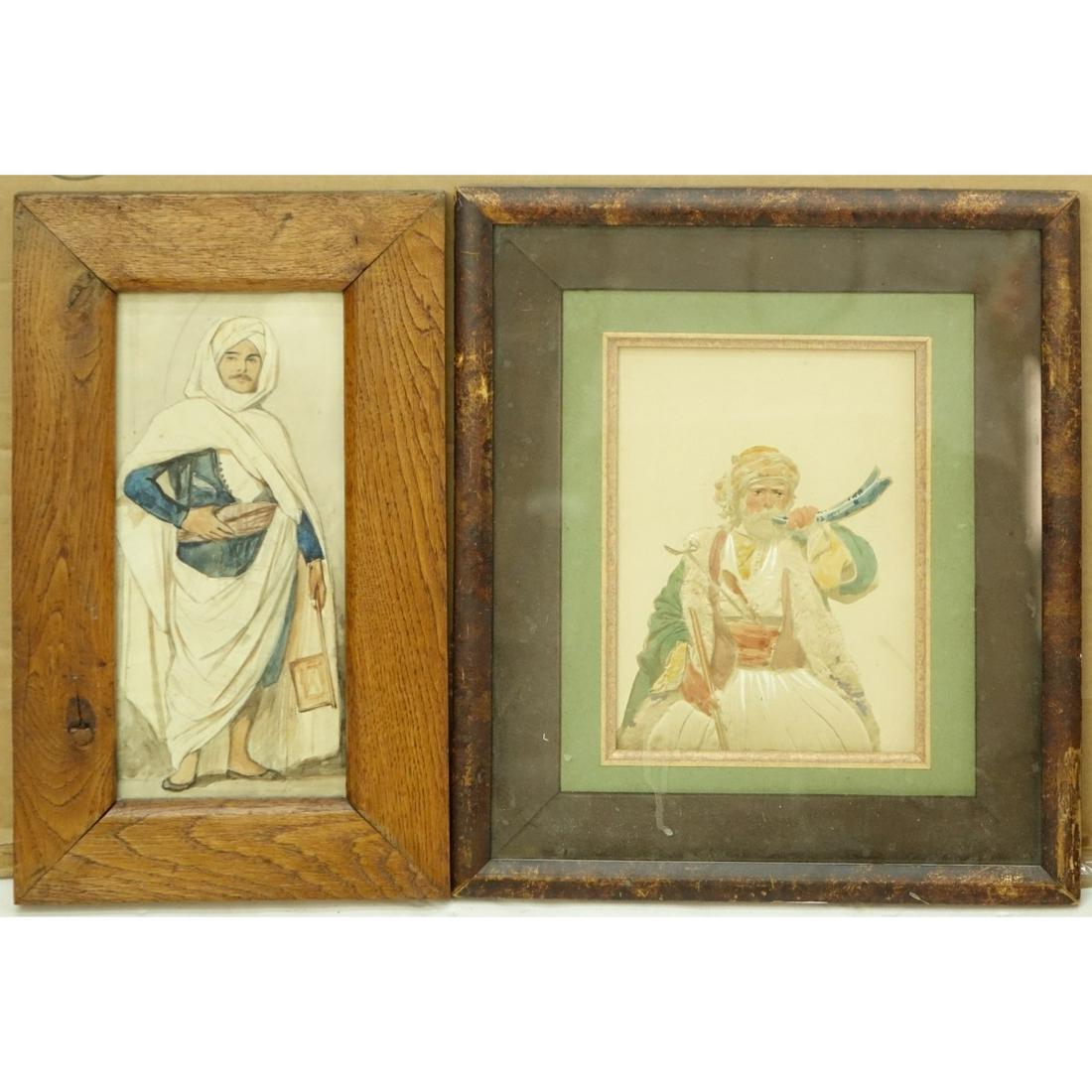 Two (2) Orientalist Watercolors "Portraits" (1 of 5)