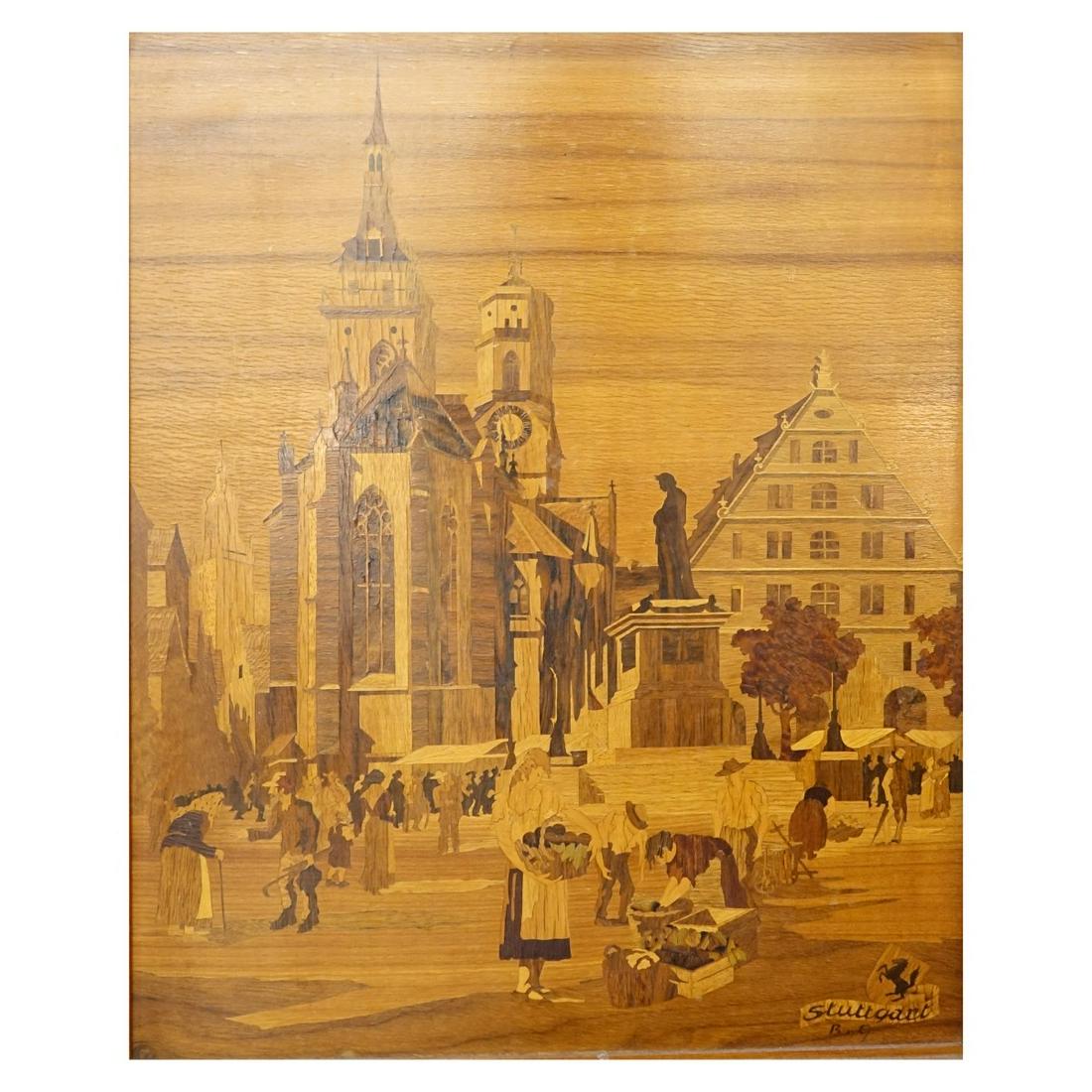 Mid Century German Marquetry Inlaid Panel (1 of 3)