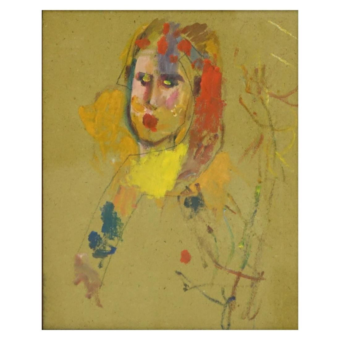 In The Manner Of Karel Appel Drawing: In The Manner Of: Karel Appel, French (1921-2006) Pencil and oil on card "Sketch Of A Female". Unsigned. Measures 11" x 8-3/4", frame measures 13" x 11". Condition: Good condition. Estimate: $50.00 - 
