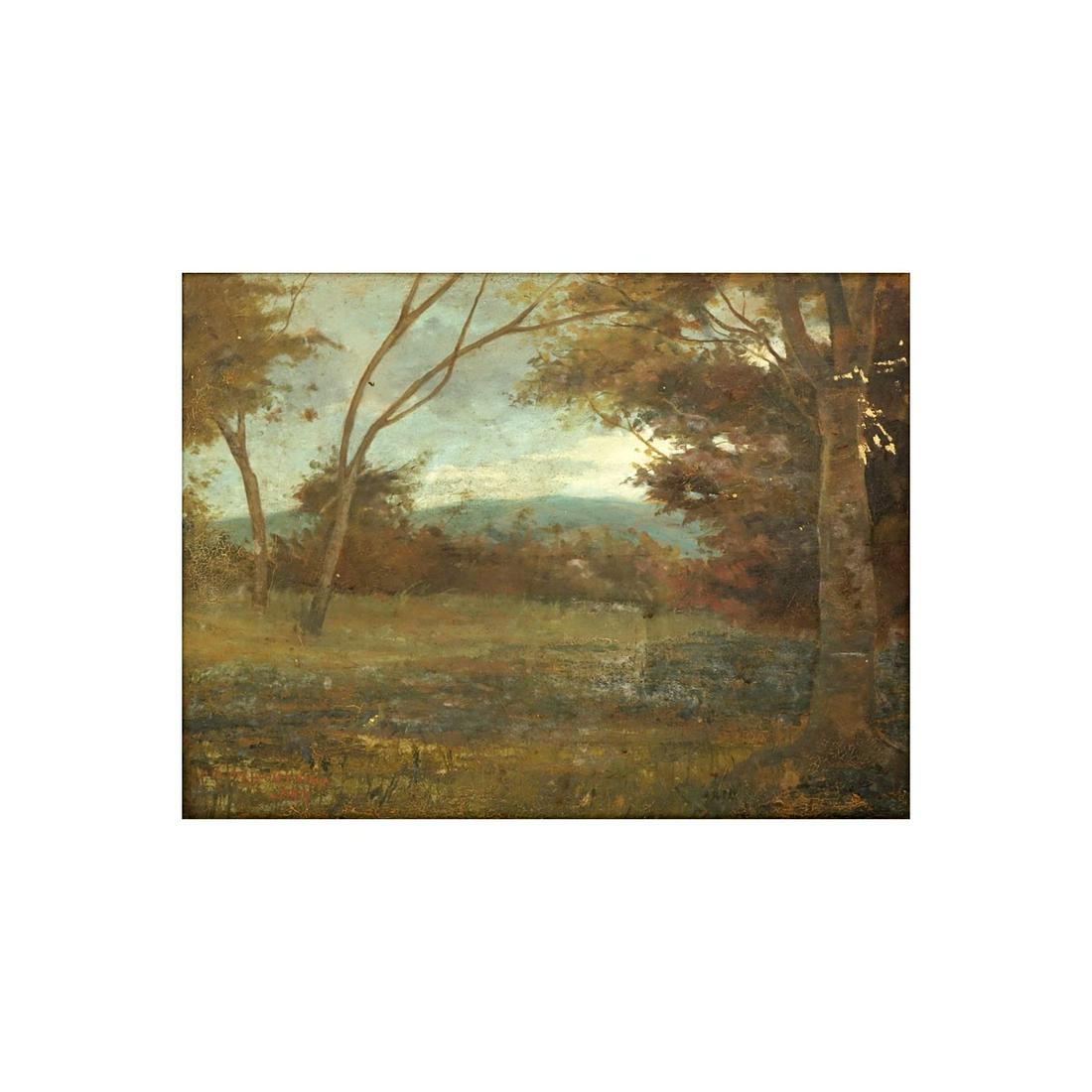 Abdon Pinto, Venezuelan (20th C) Paint on canvas: Abdon Pinto, Venezuelan (20th C) Paint on canvas "Site Of The City Of Caracas" Inscribed "A El Doctor Santiago Key Ayala" and signed A. Pinto. Measures 18-1/4" x 23-1/2", frame measures 24" x 29-1/2" 