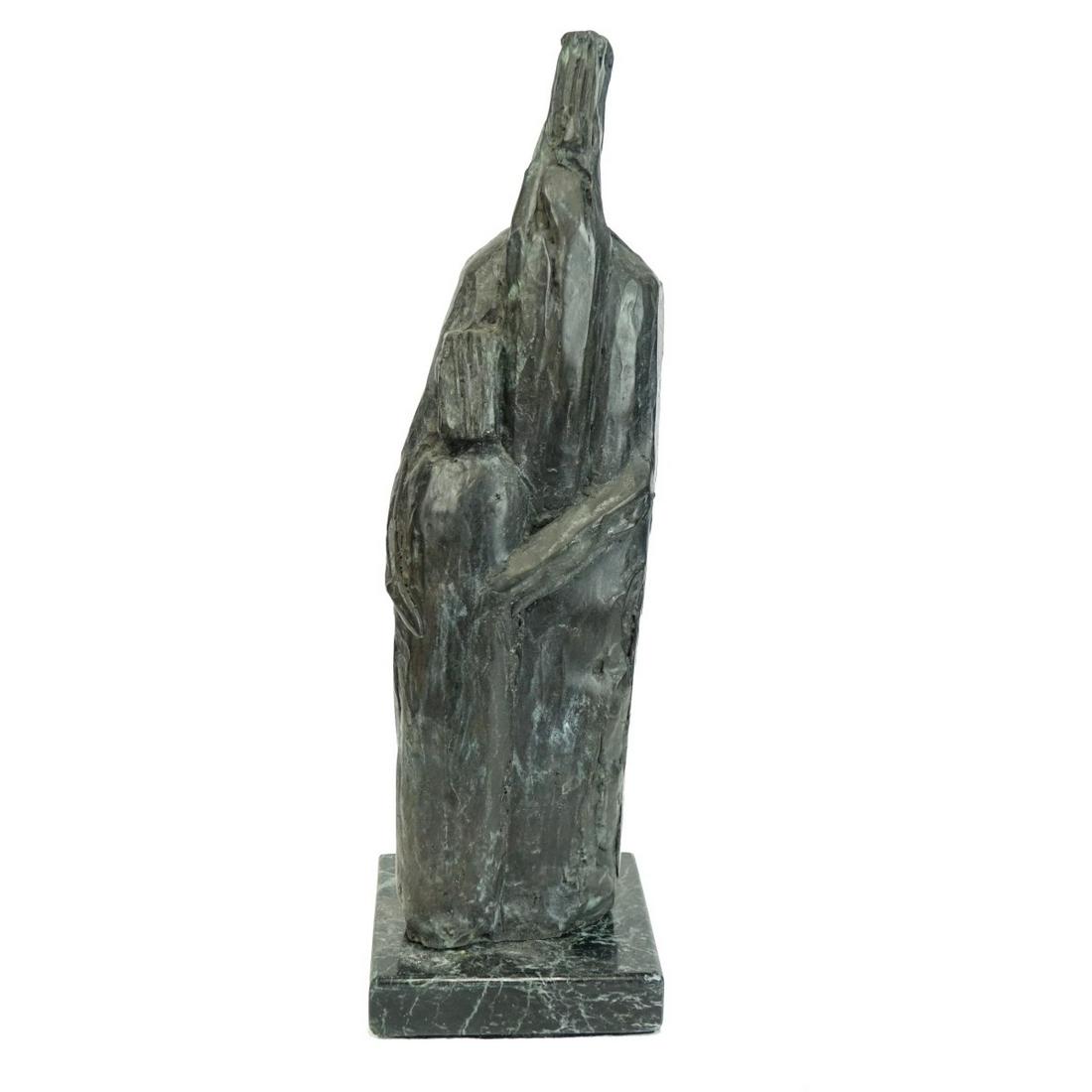 Larry Mohr, American (1921 - 2013): Larry Mohr, American (1921 - 2013) Bronze Sculpture on Green Marble Base "Abraham and Isaac" Signed and Numbered 13/18. Overall measures 11-1/2" x 3-1/2" x 3-1/2". Provenance: Estate of Larry Mohr. La