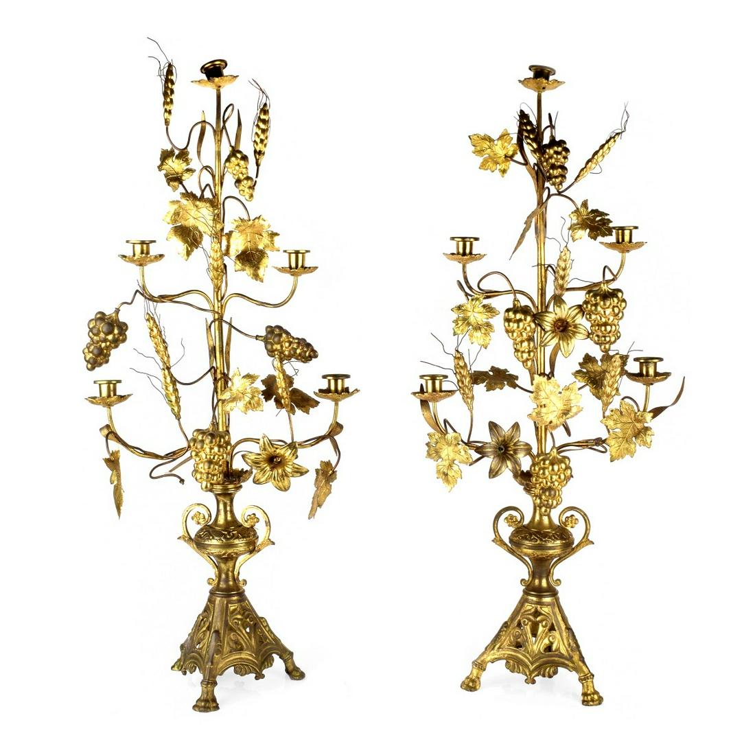 Pair of Large French Gilt Metal Candelabra (1 of 3)