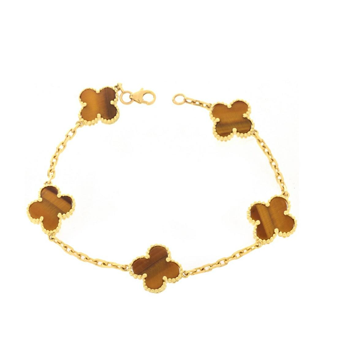 VCA Tiger Eye and 18K Alhambra Bracelet (1 of 5)