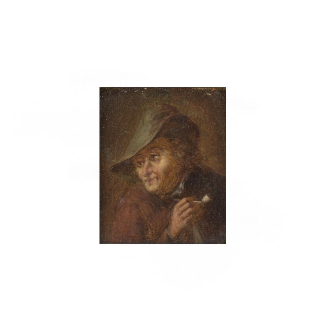Attrib: David "The Younger" Teniers (1610 - 1690): Attributed To: David Teniers "The Younger", Flemish (1610 - 1690) Miniature Oil on Panel "Portrait of a Man" Unmarked. Measures 2-1/4" x 1-7/8", frame measures 6" x 5-3/4". Condition: Good condition. 