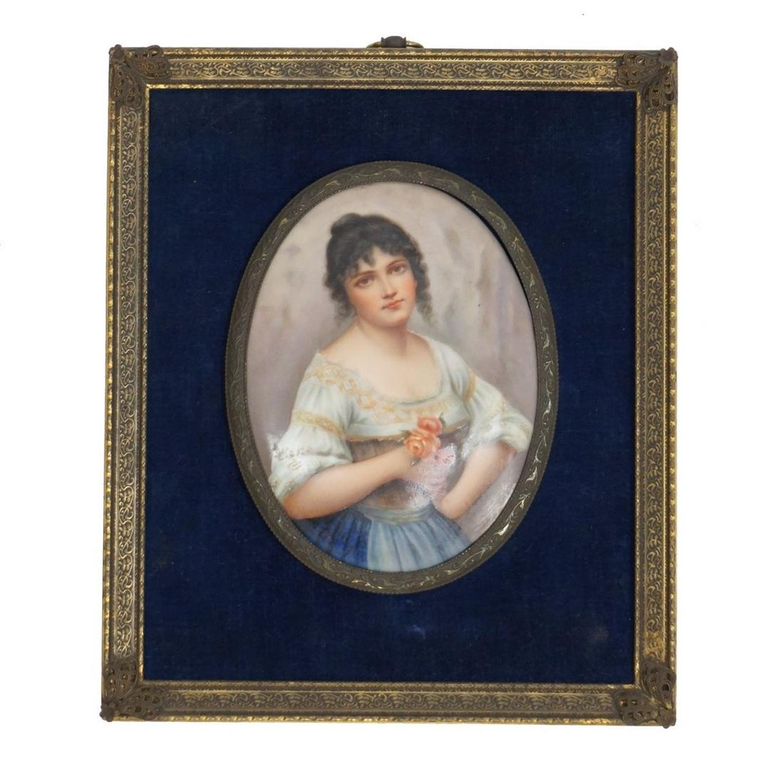 Antique Hand Painted Porcelain Plaque (1 of 2)