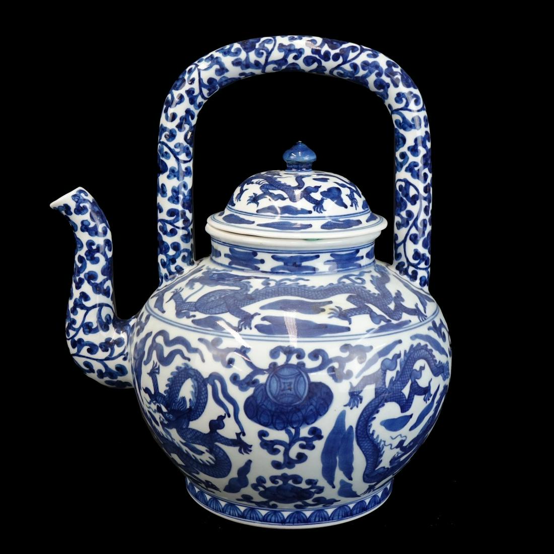 Chinese Ming Style Blue & White Porcelain Tea Pot (1 of 3)