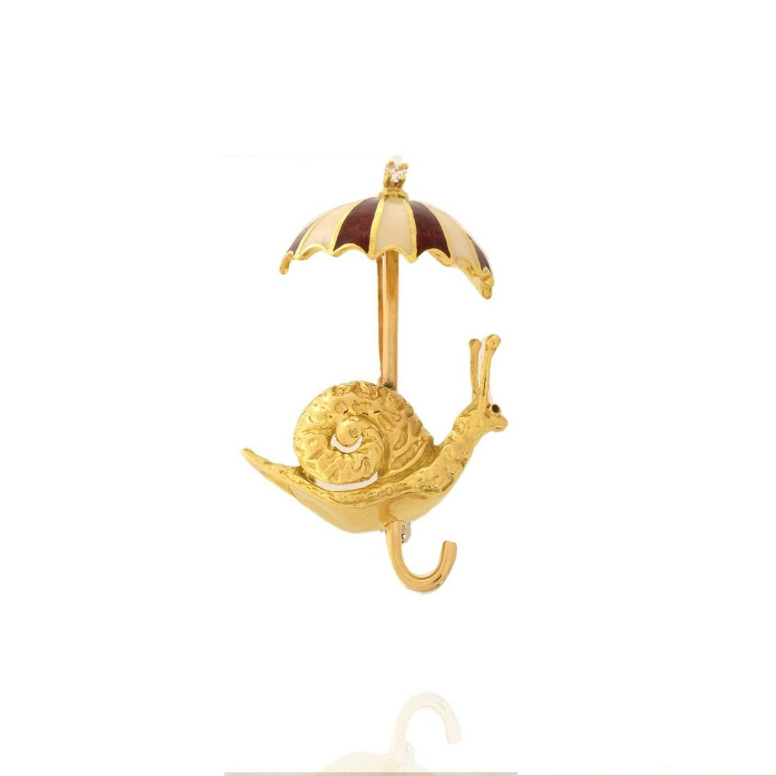 Diamond, Enamel and 18K Brooch (1 of 5)