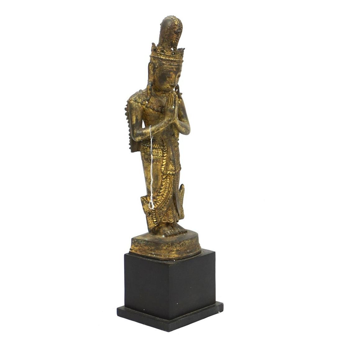 Burmese Gilt Bronze Prayer Buddha (1 of 2)