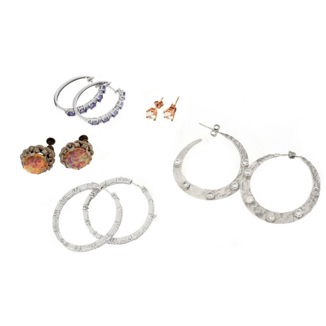 Five Pair of Sterling Earrings (1 of 2)