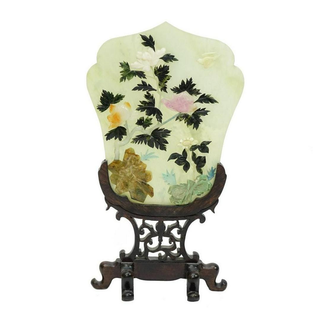 Vintage Chinese Gemstone Inlaid Table Screen (1 of 3)