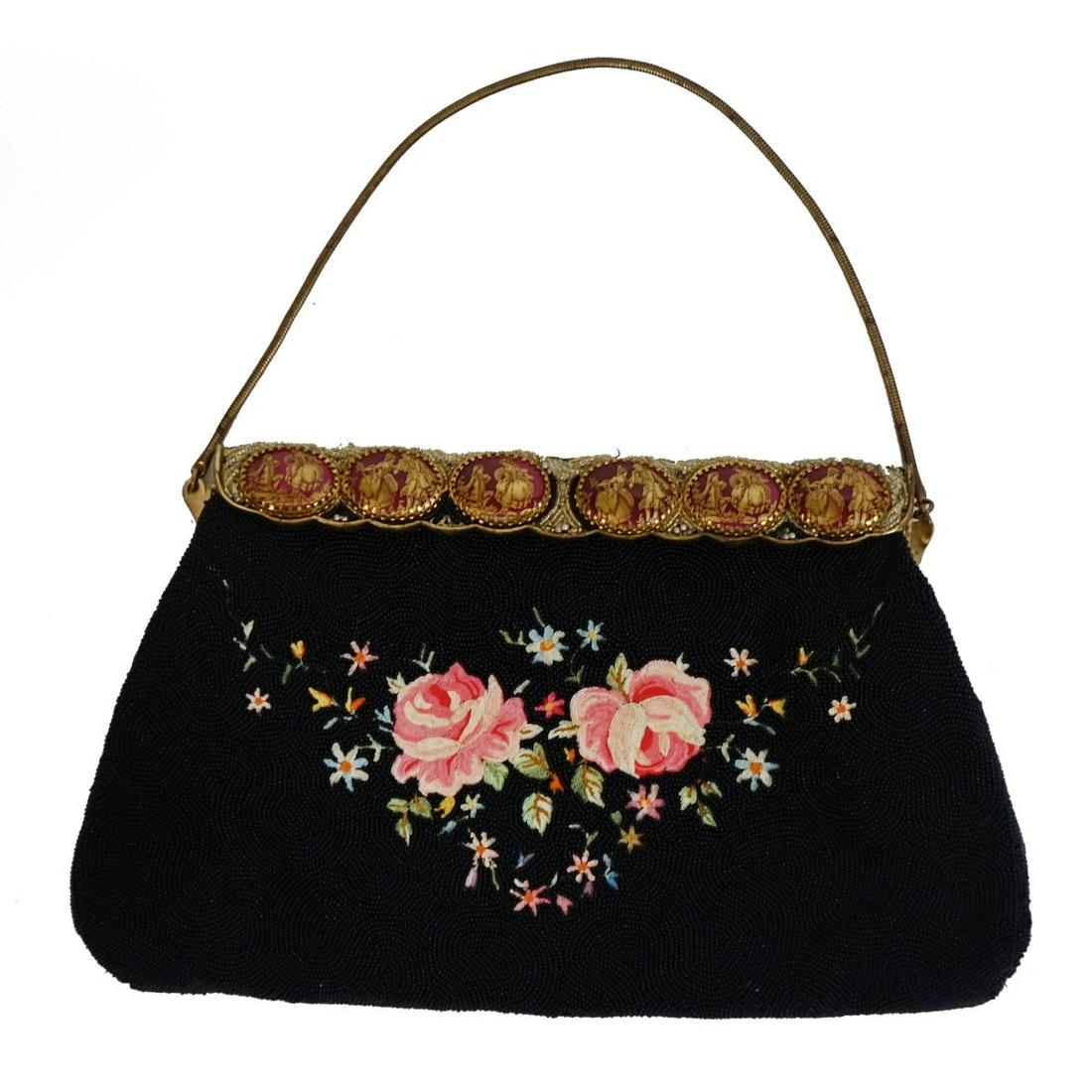 Vintage French Beaded Purse with Limoges Plaques (1 of 2)