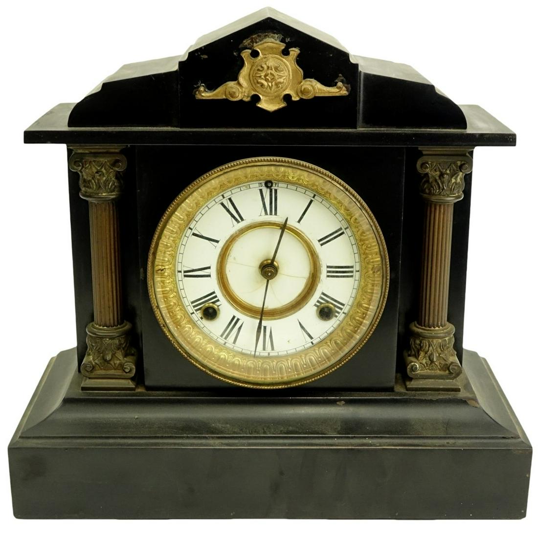 Victorian Black Slate Mantle Clock (1 of 7)