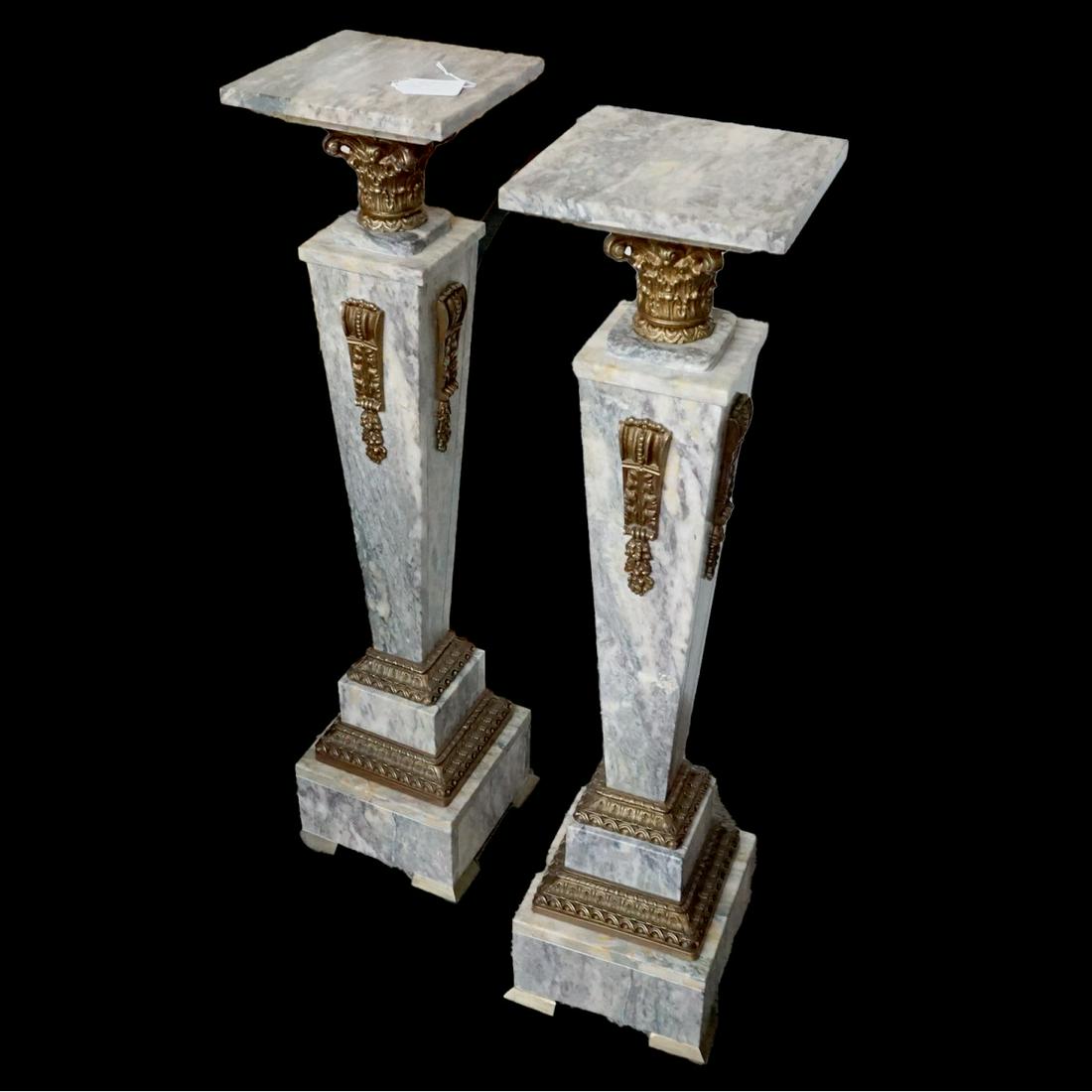 Pair of Marble and Bronze Pedestals (1 of 3)