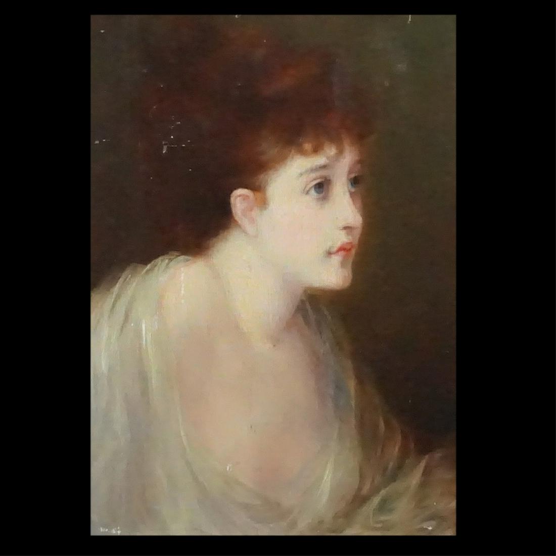 Antique O/C: Antique Oil on Canvas "Portrait of a Young Girl" Unsigned. Measures 14-1/4" x 10-1/8". Frame measures 17-1/2" x 13-3/4". Condition: Good condition. Estimate: $200.00 - $400.00 Domestic Shipping: $95.0
