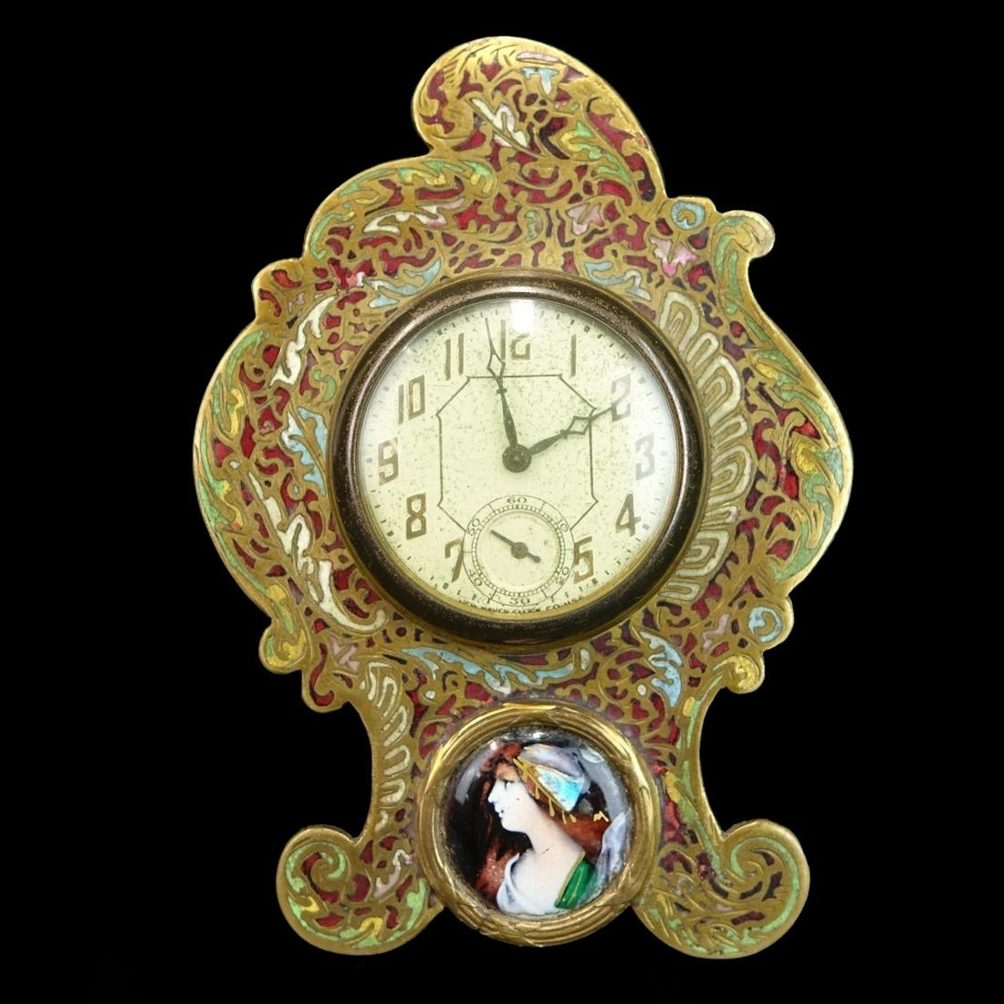 Antique French Champleve Miniature Clock (1 of 3)