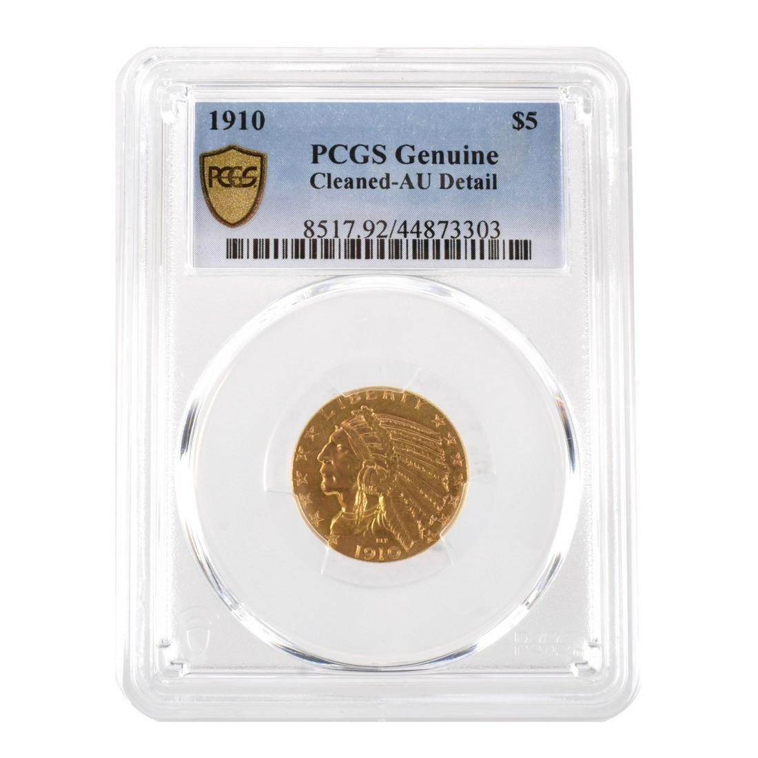 PCGS 1910 US $5 Gold Coin (1 of 2)
