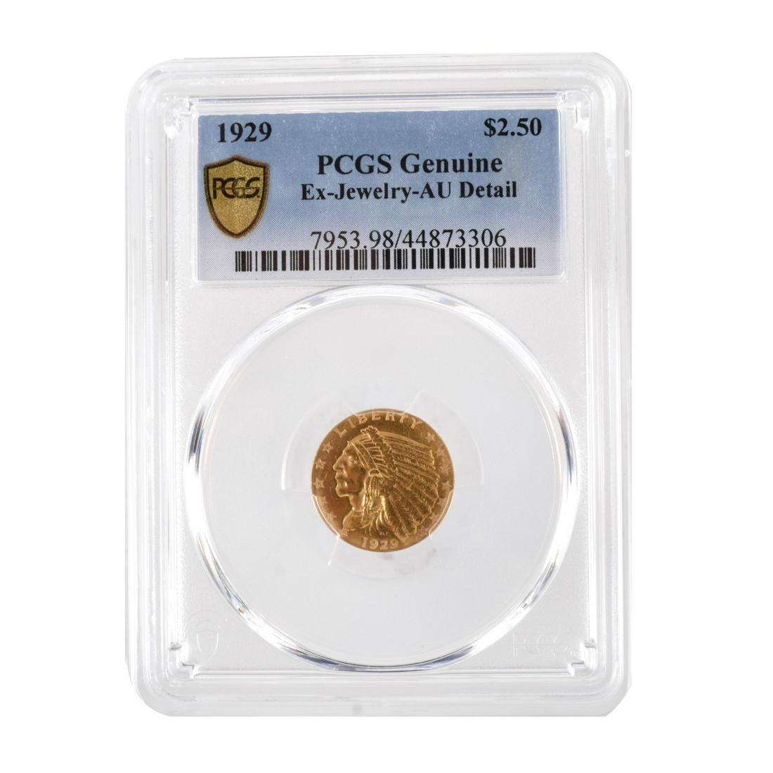 PCGS 1929 US $2.50 Gold Coin (1 of 2)