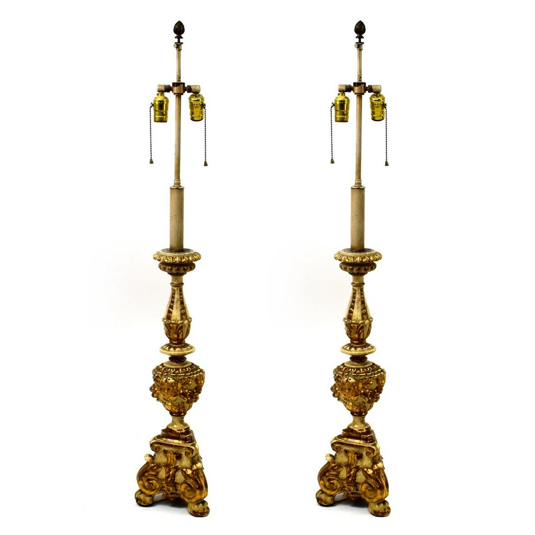 Pair of Italian Candlesticks as Lamps (1 of 4)