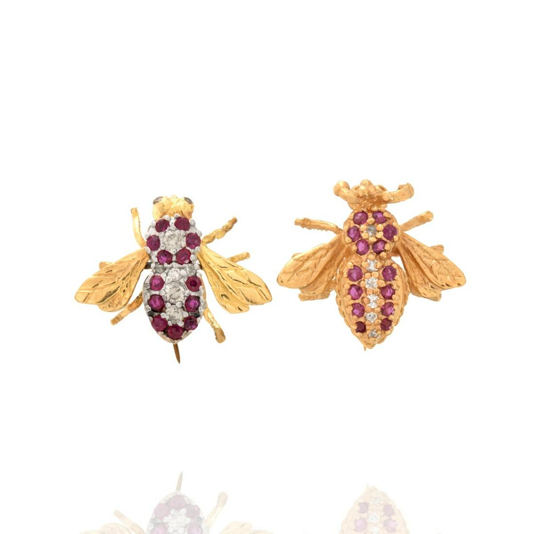 Diamond, Ruby and 14K Bee Pins (1 of 4)