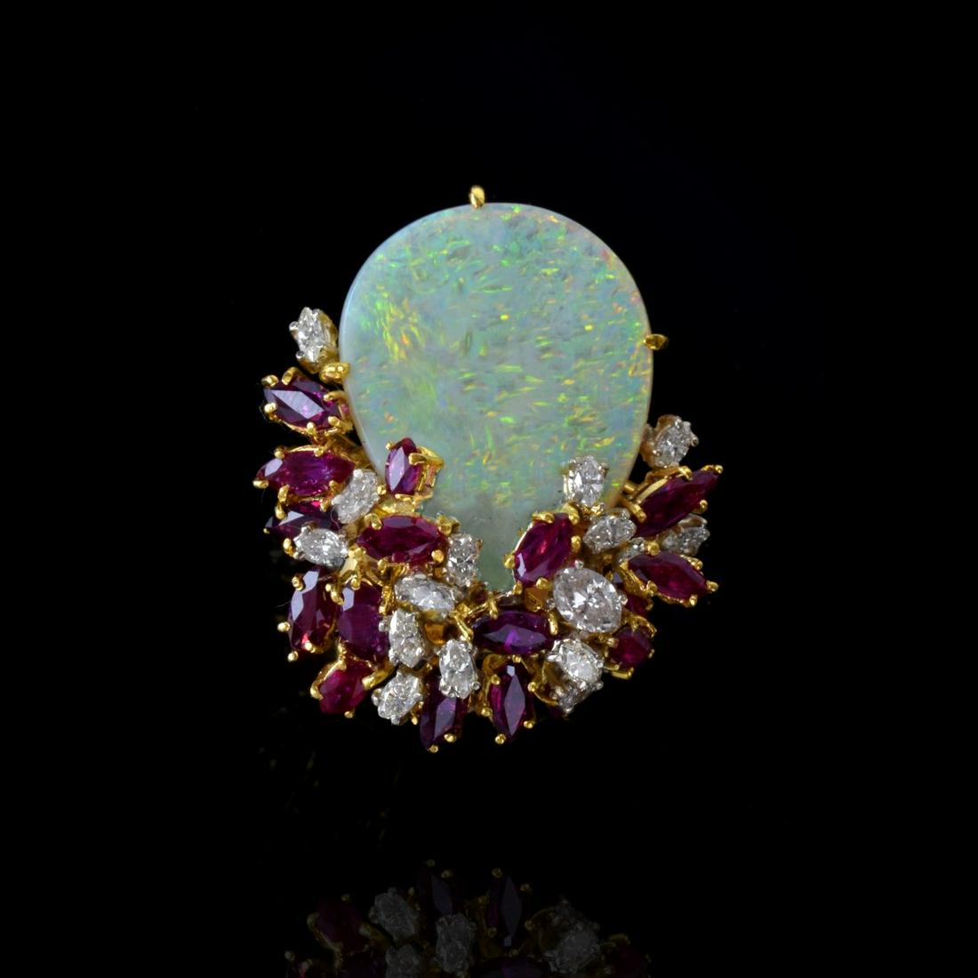Opal, Ruby, Diamond and 18K Ring (1 of 4)