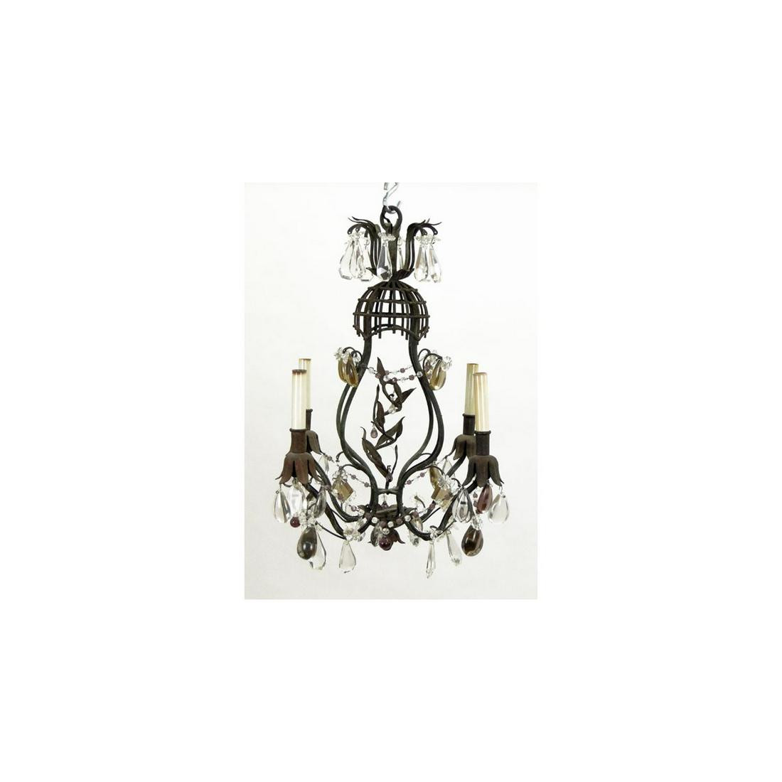 20C Mixed Metal Crystal Four Light Chandelier (1 of 3)