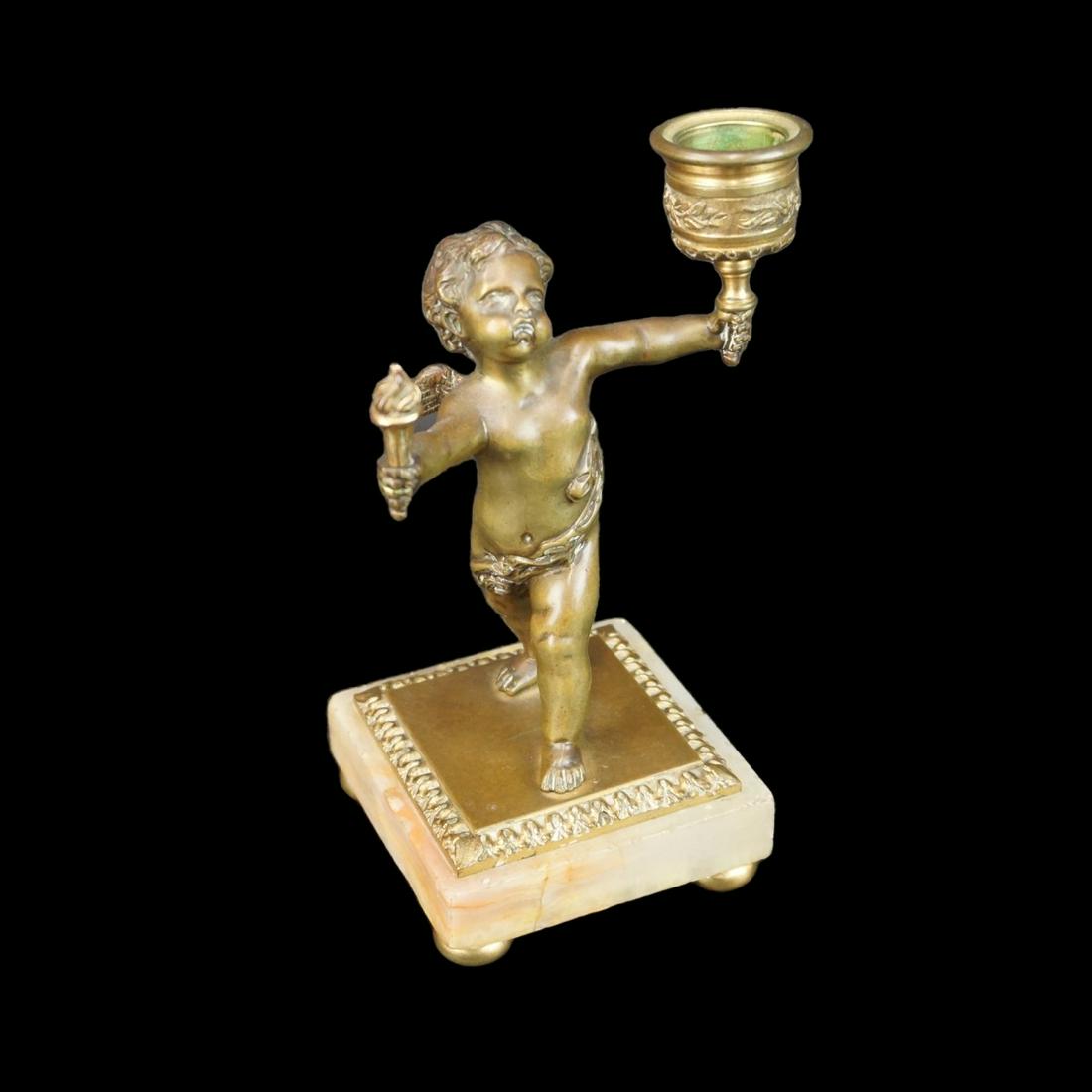 Bronze Cherub Candleholder (1 of 2)