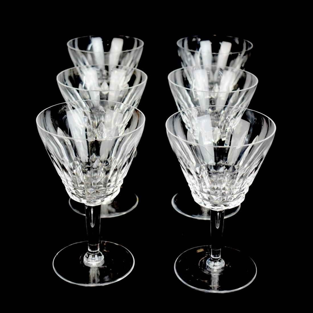 Baccarat Tall Water Goblets: Set of Six Baccarat "Lorraine" Crystal Tall Water Goblets. Signed. Measures 6-1/8" x 3-7/8". Condition: Good condition. Estimate: $100.00 - $300.00 Domestic Shipping: Third party