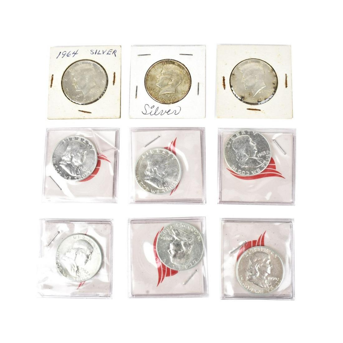 Nine U.S. Silver Half Dollars (1 of 2)