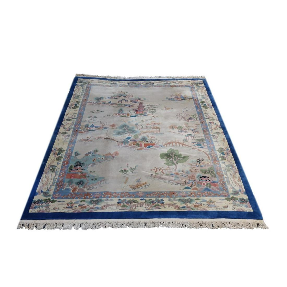 Large Chinese Scenic Wool Rug (1 of 4)