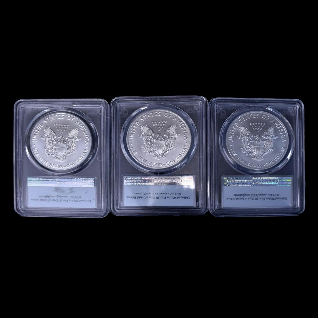 Three $1 Silver Eagle Slabbed 1 Oz. Coins (1 of 4)