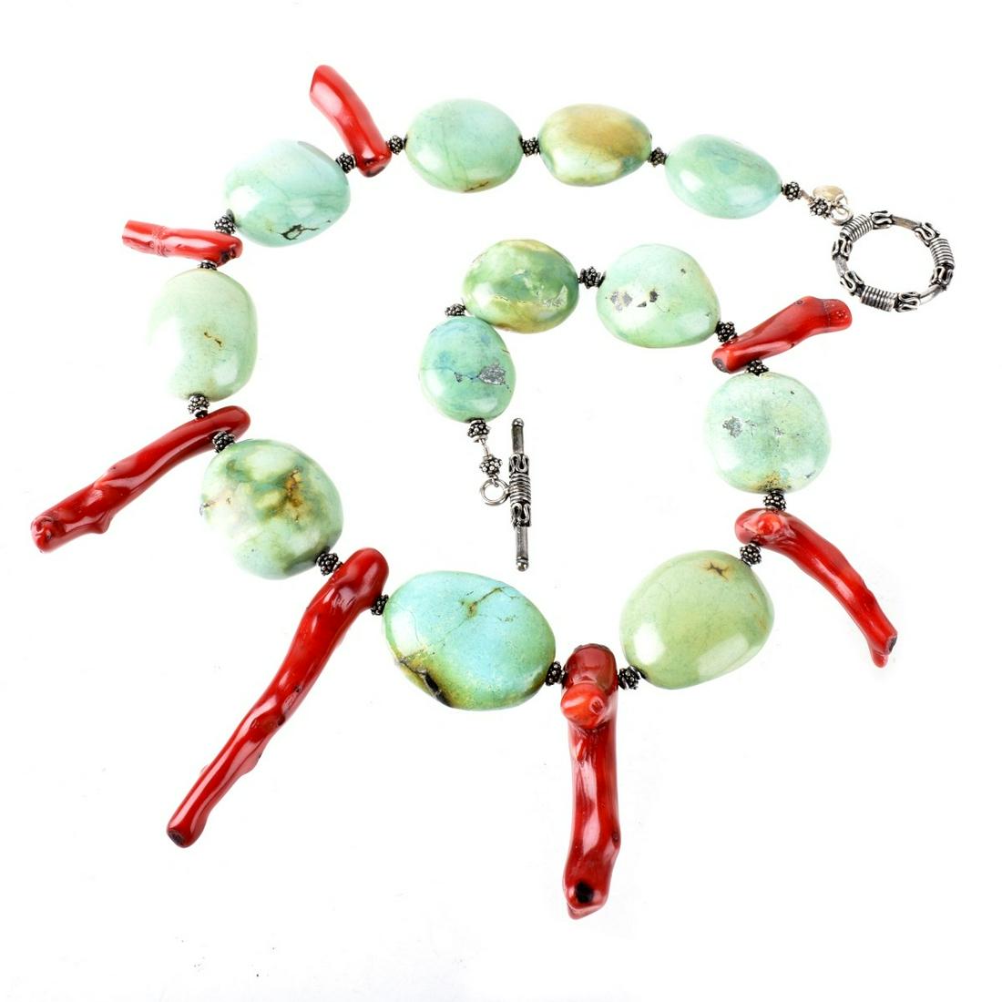 Turquoise and Coral Necklace (1 of 4)
