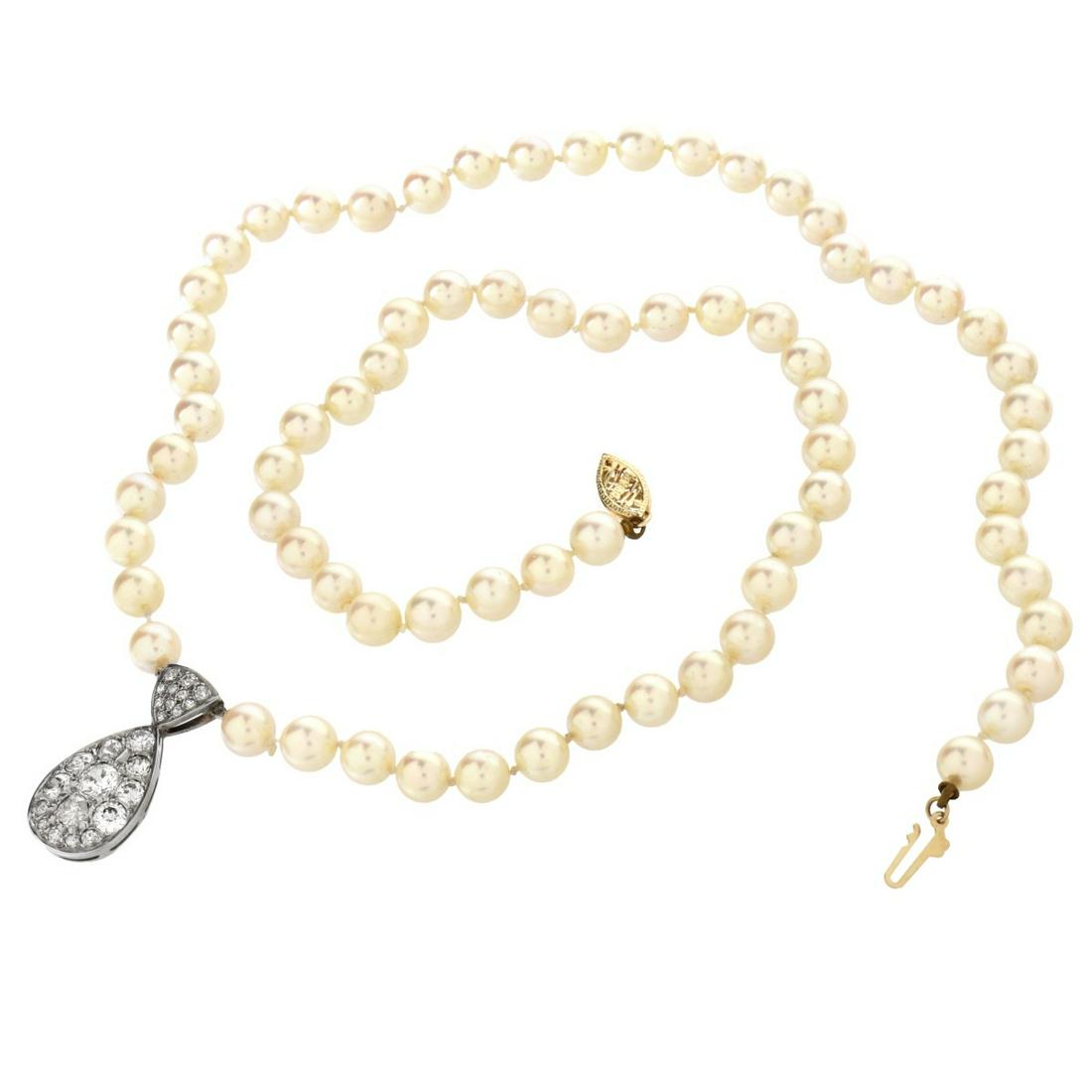 Pearl, Diamond and 14K Necklace (1 of 4)