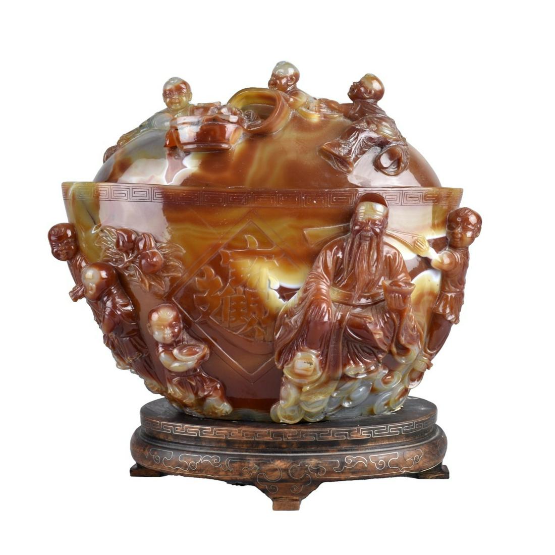 Chinese Carnelian Covered Bowl (1 of 7)