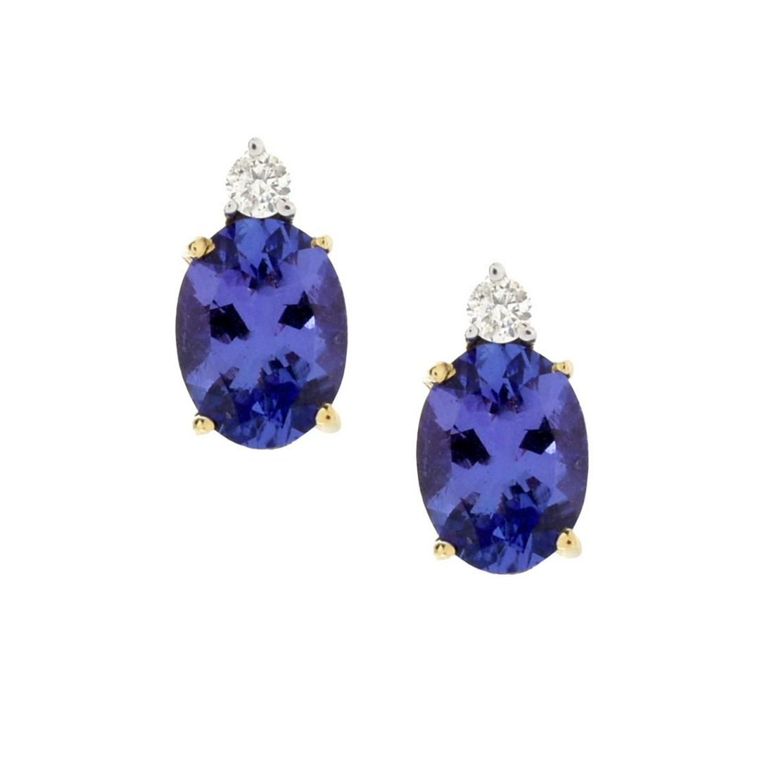 Tanzanite, Diamond and 14K Ear Studs (1 of 3)