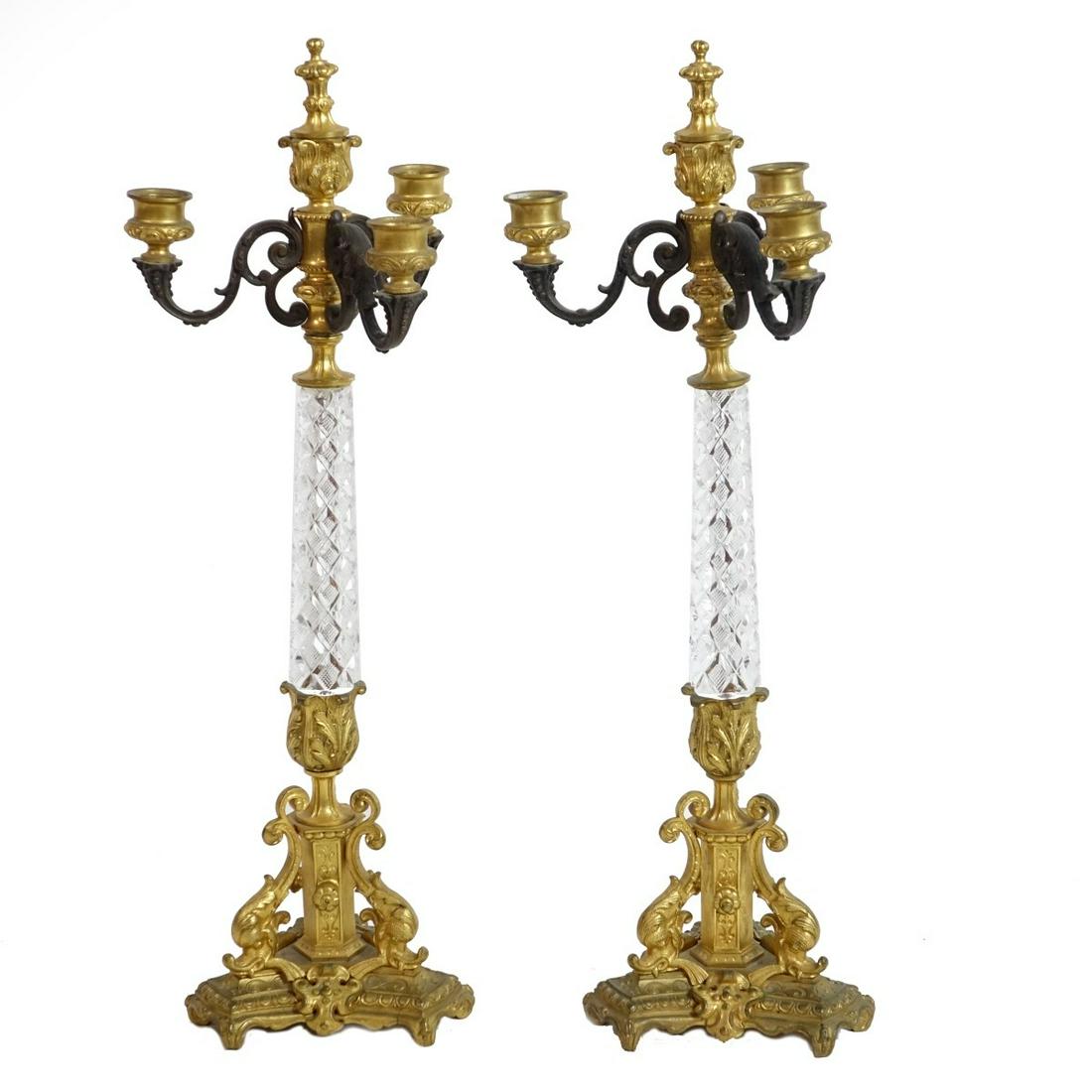 French Neoclassic Style Bronze Crystal Candelabra (1 of 3)