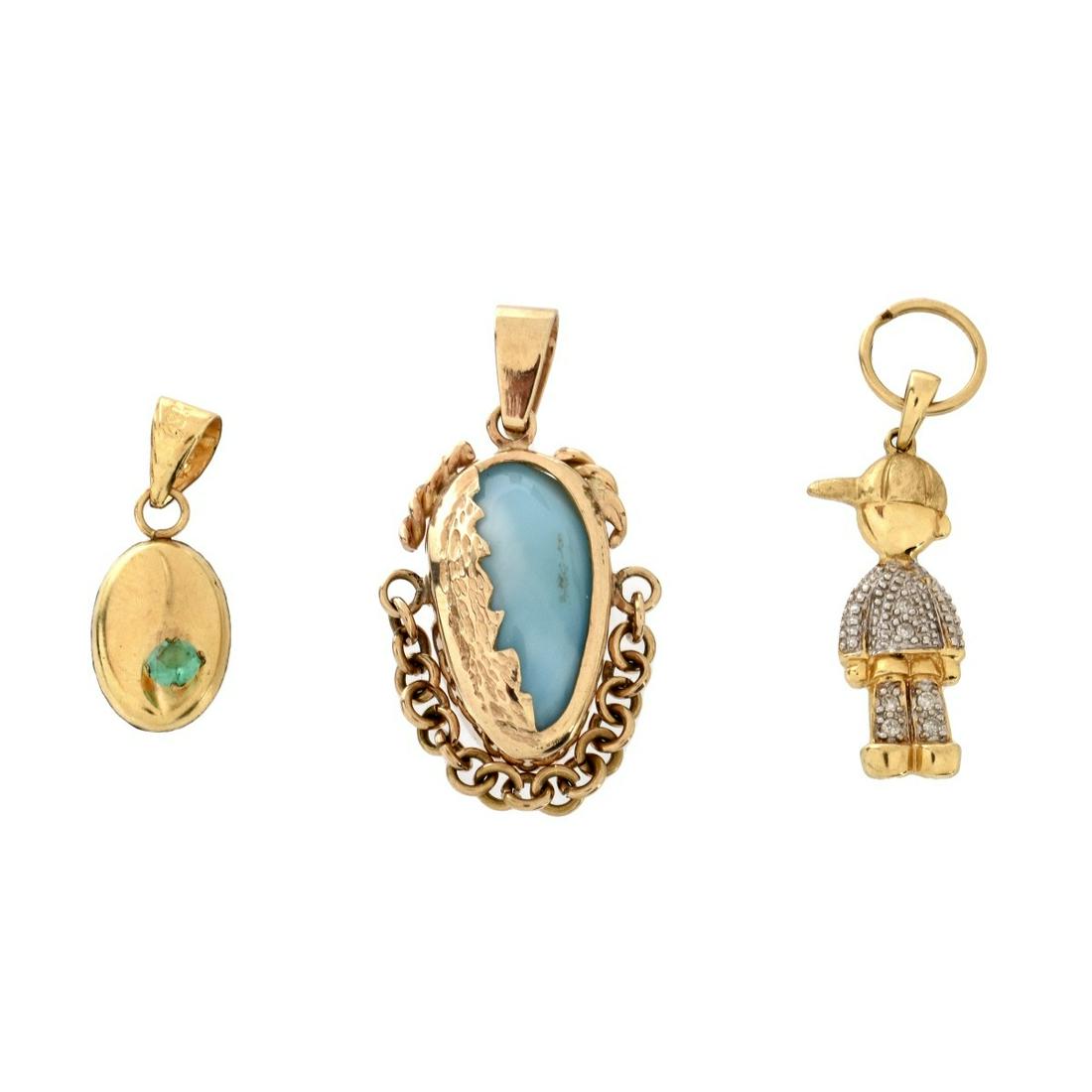 Gemstone and Yellow Gold Pendants (1 of 2)