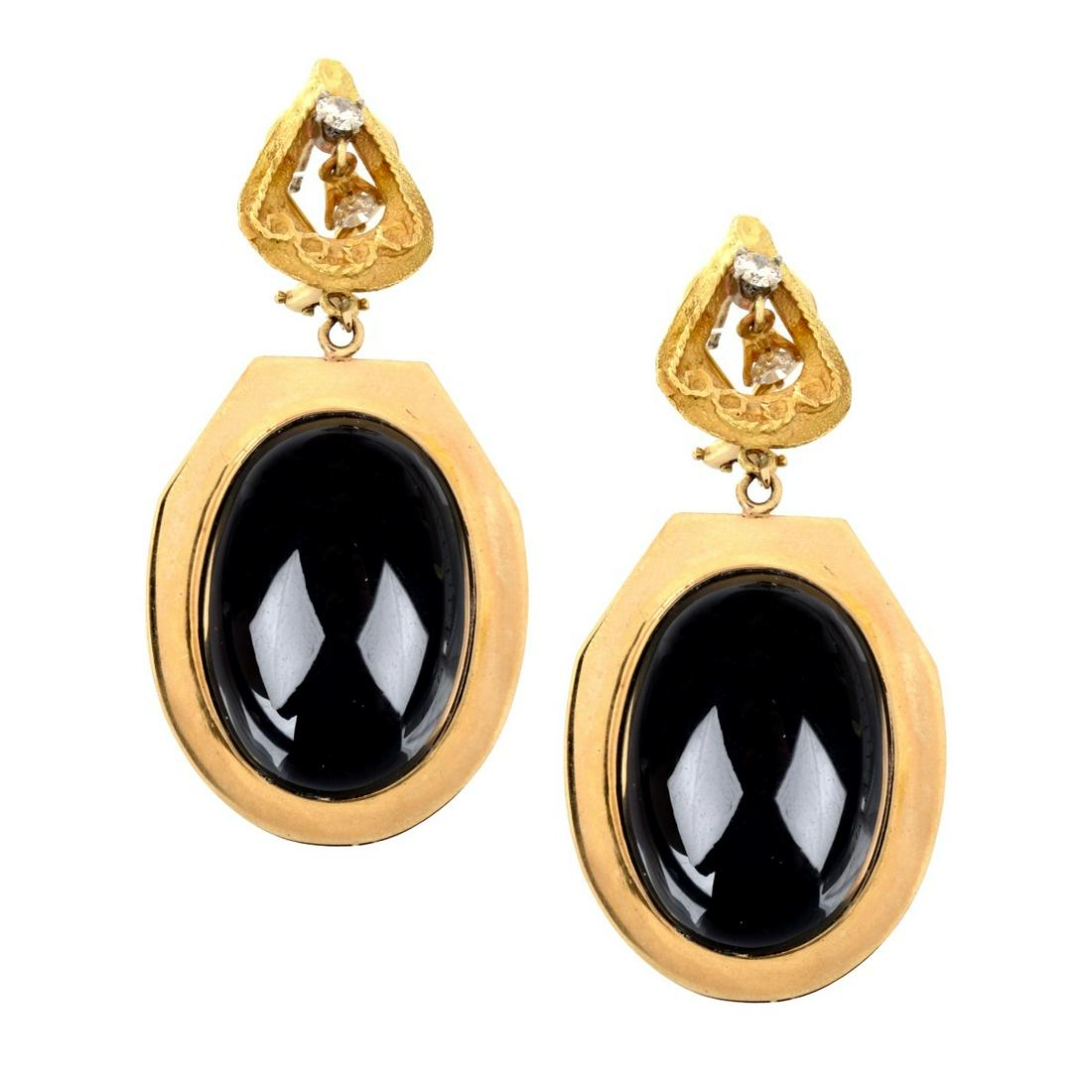 Onyx, Diamond and 14K Earrings (1 of 3)