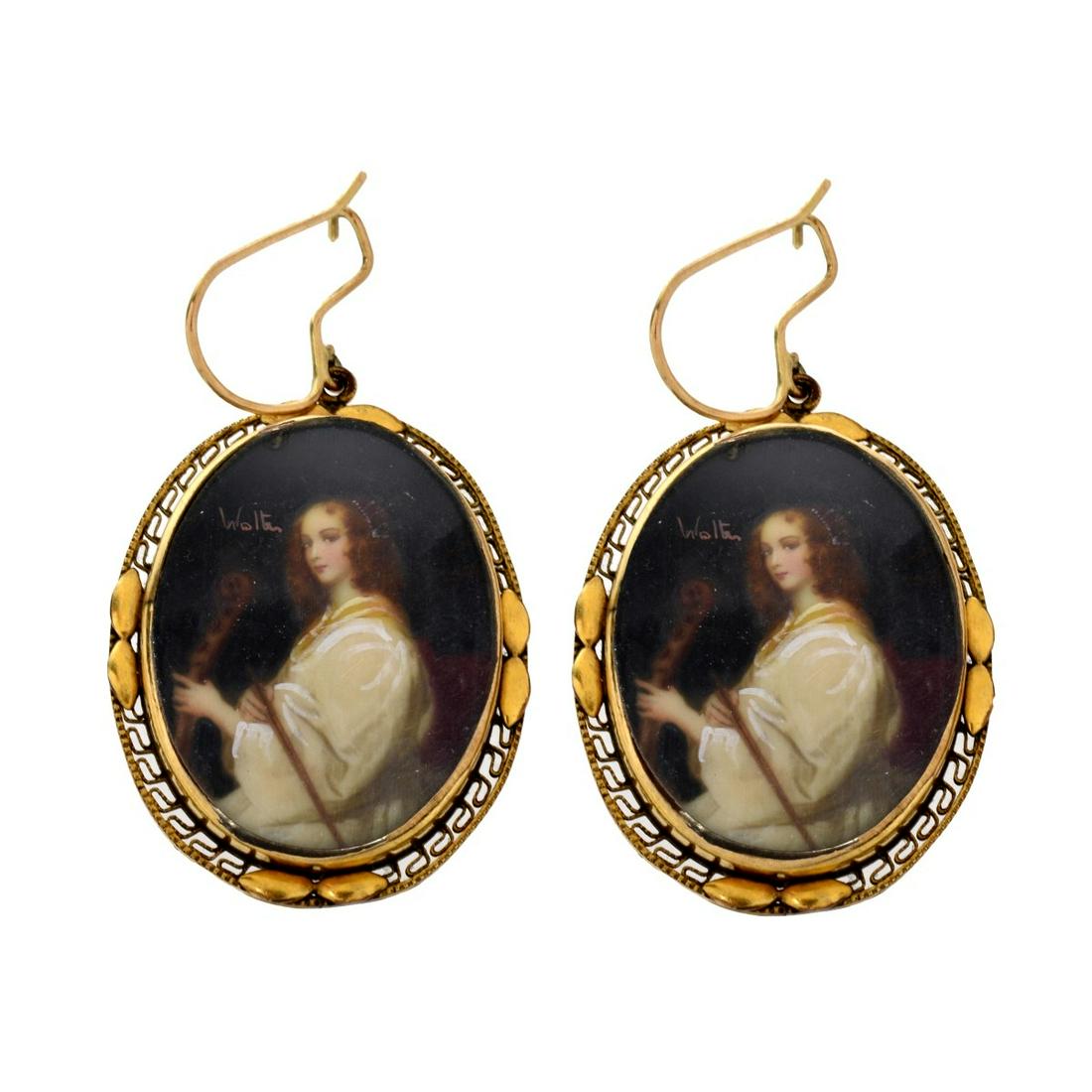 Painted Miniature Pendant Earrings (1 of 3)