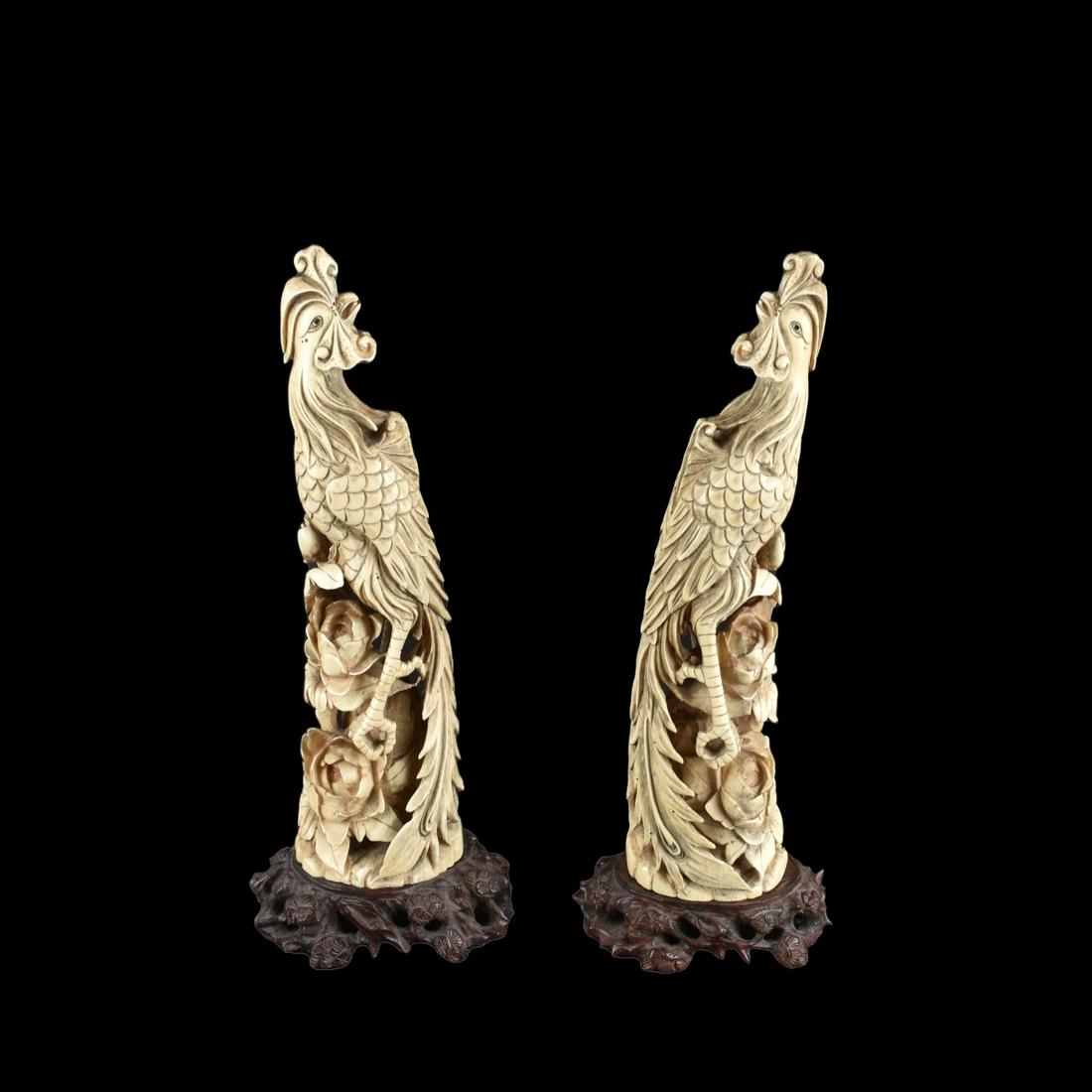 Pair of Chinese Carved Pheasants (1 of 3)