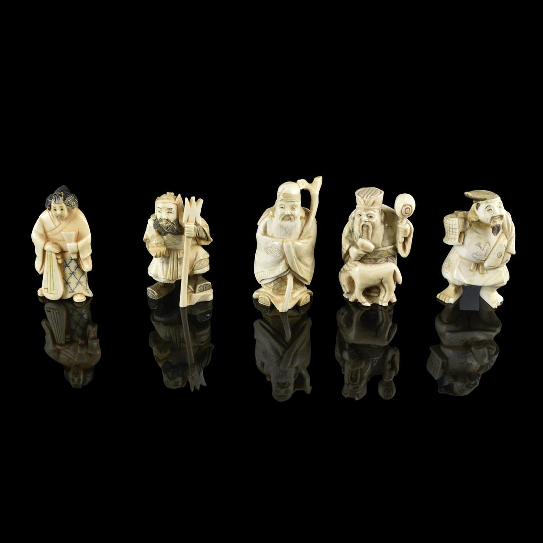 Five Antique Japanese Figurines (1 of 4)