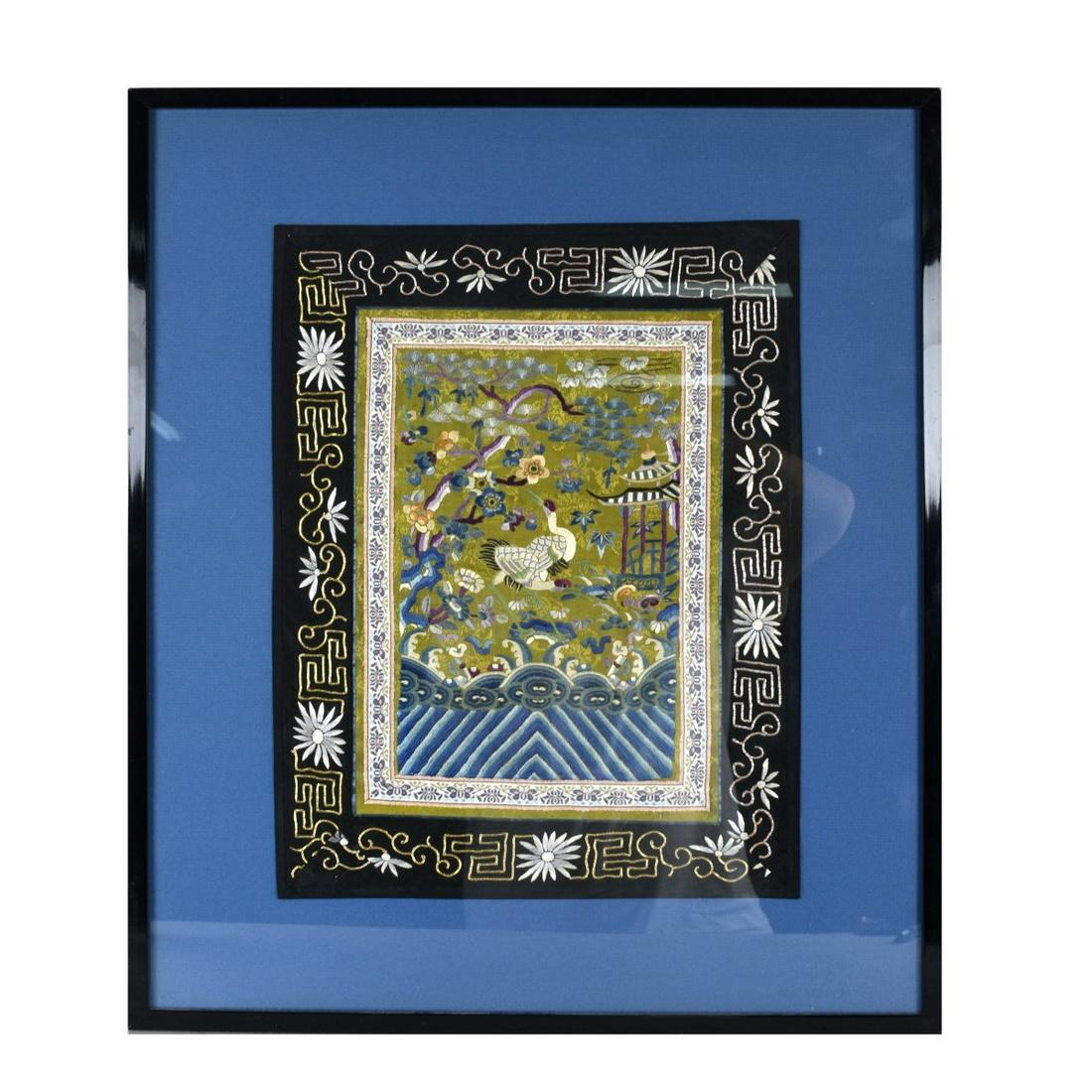 Antique Chinese Silk Embroidered Panel (1 of 6)