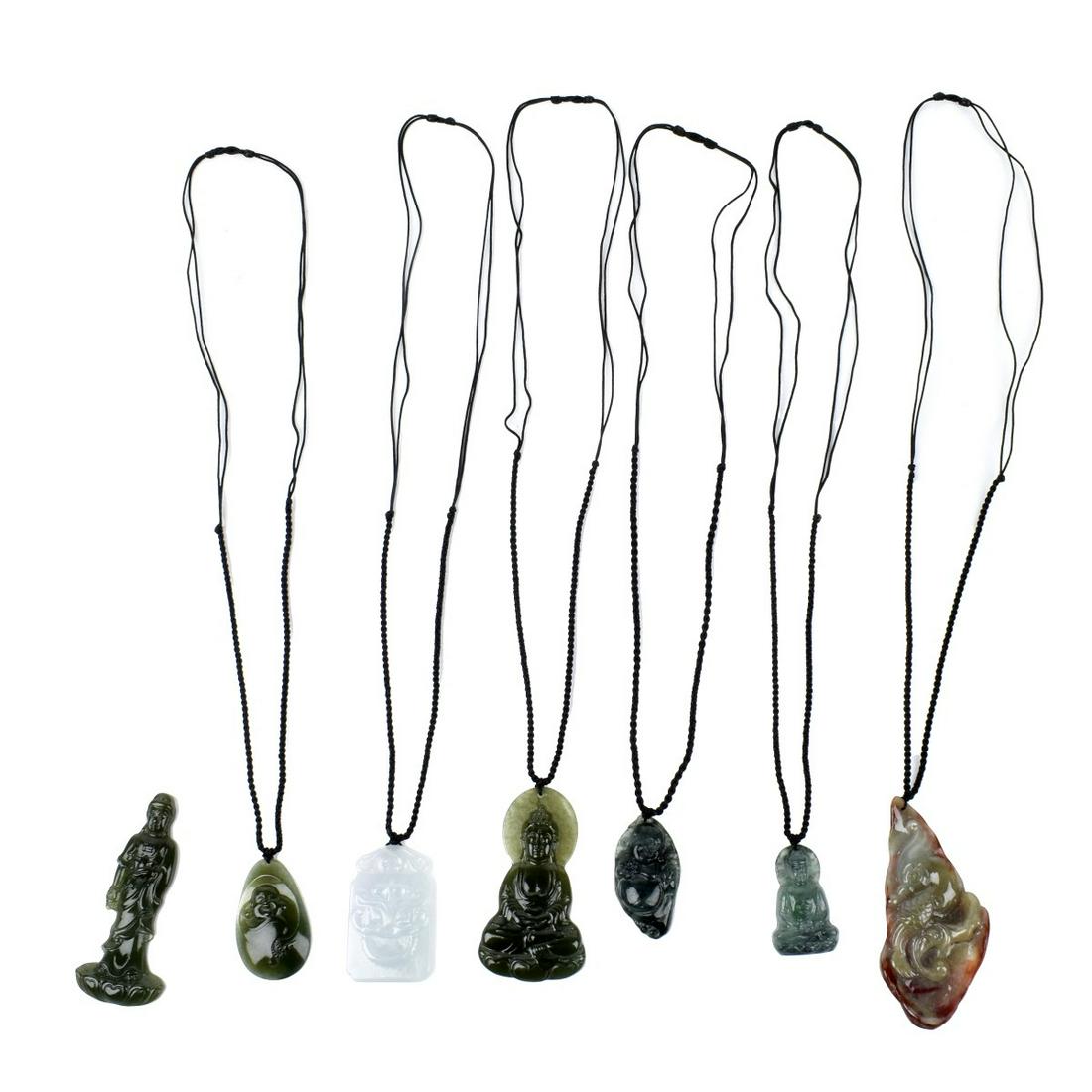 Seven (7) Assorted Jade Pendants (1 of 1)