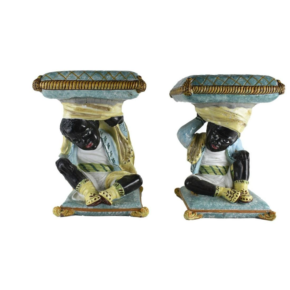 Italian Faience Blackamoor Garden Seats (1 of 7)
