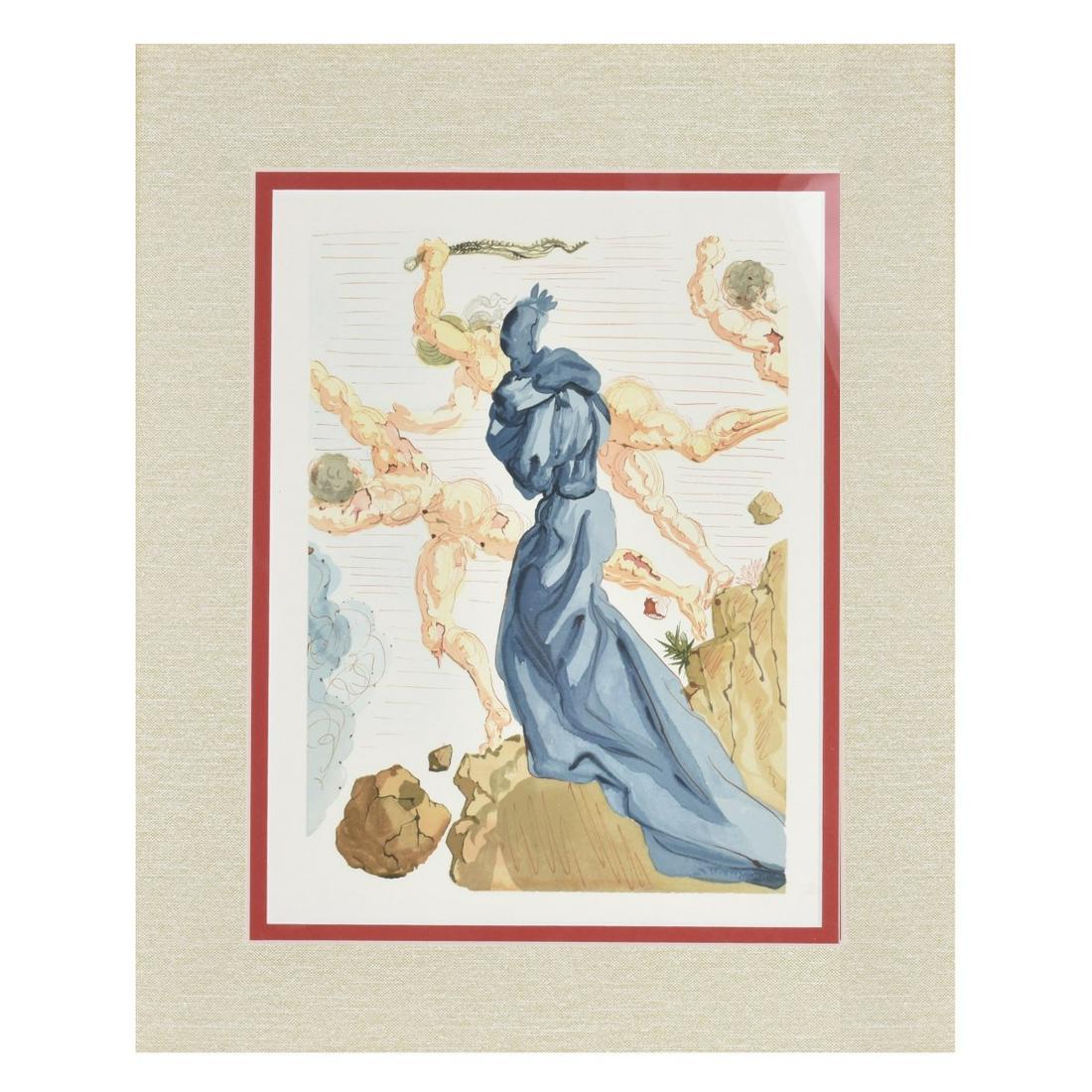 Salvador Dali (1904 - 1989): Salvador Dali, Spanish (1904 - 1989) "Hell Canto 19" Print, Unsigned. Measures 10" x 7-1/4". Frame measures 19-3/4" x 16-7/8". Estimate: $100.00 - $200.00 Domestic Shipping: $115.00 Condition: Good co