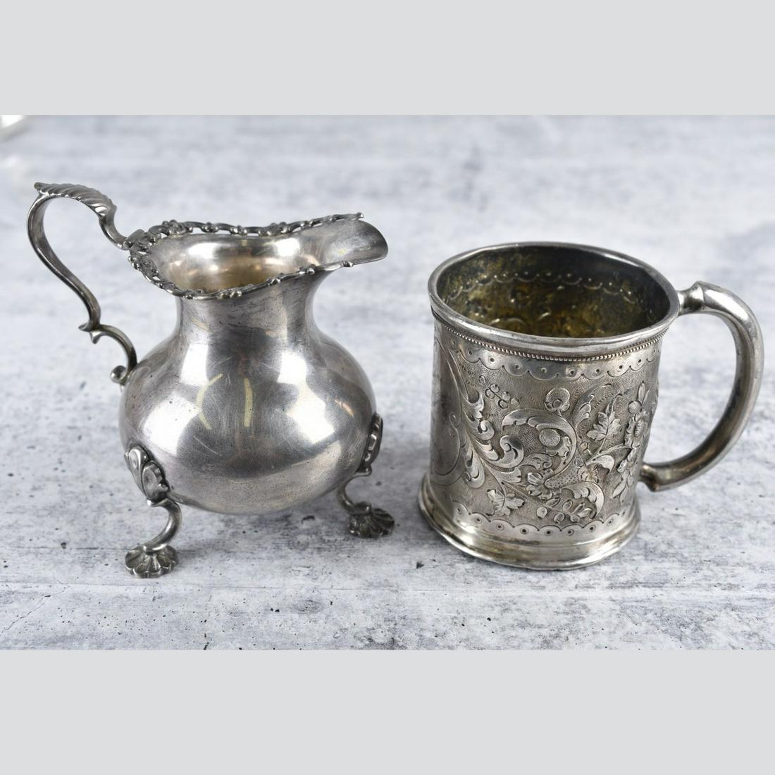 Antique Silver Cream Pitcher and Cup (1 of 5)